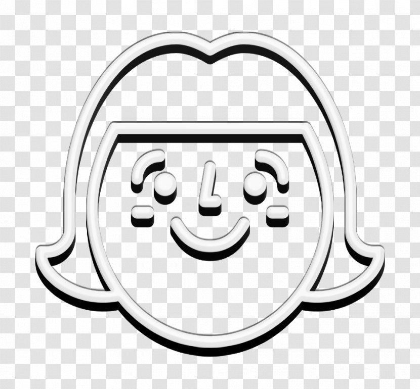 Woman Icon Emoji Icon Happy People Outline Icon Transparent PNG