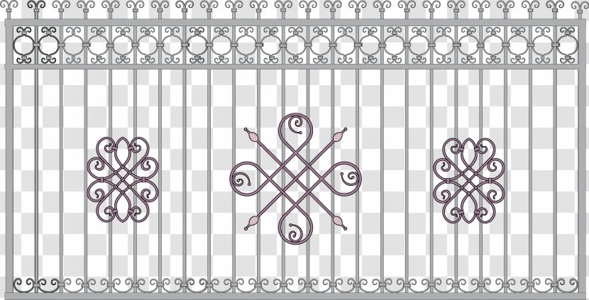 Wrought Iron Fence Gate Grille - Monochrome - Vector Transparent PNG