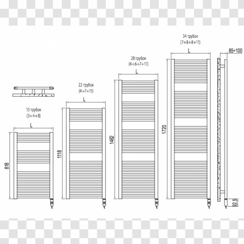 Heated Towel Rail Steel Radiator - System - 1000 Transparent PNG