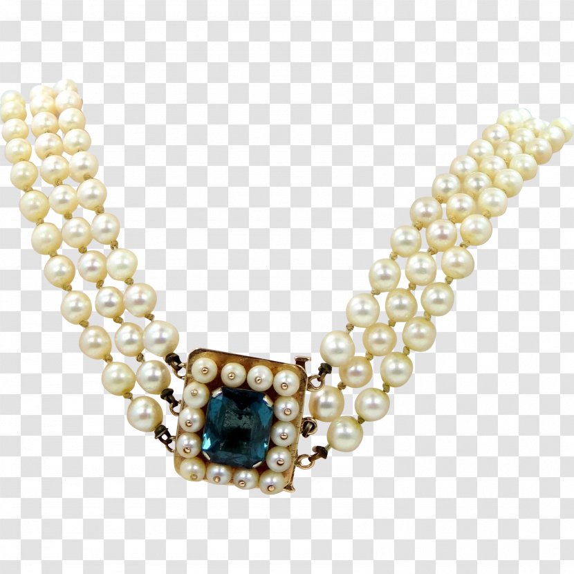 Pearl Necklace Topaz Choker Gold - Cultured Transparent PNG