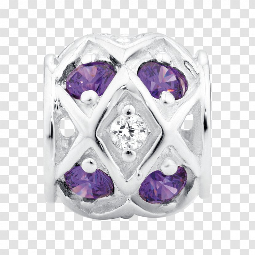 Amethyst Purple Body Jewellery Crystal - Silver Transparent PNG