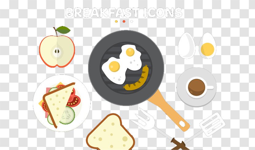 Sausage Fried Egg Breakfast Food - Frying - A Collection Of Colorful Flat Style Foods Transparent PNG