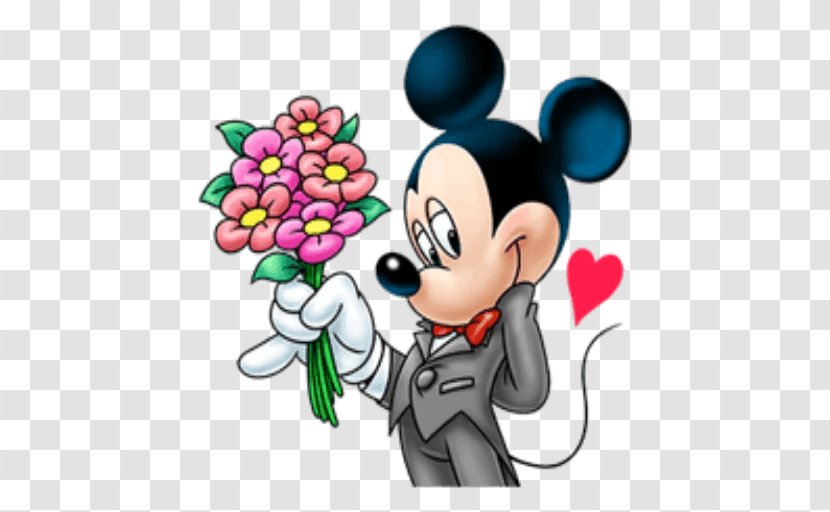 Mickey Mouse Minnie Telegram Sticker - Flower Transparent PNG