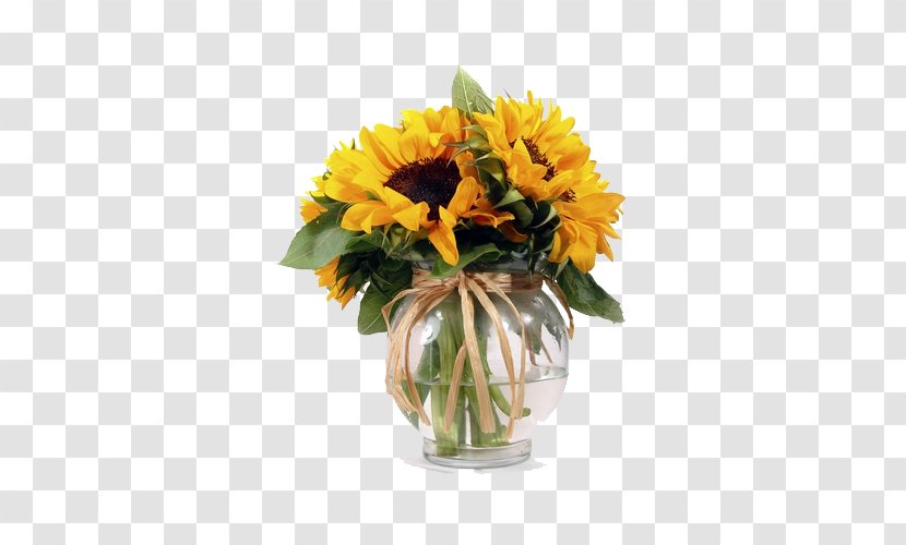 Common Sunflower Flower Bouquet Vase Tulip - Of Yellow Flowers Transparent PNG