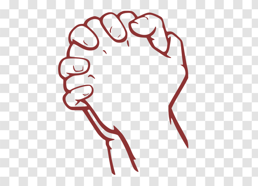 Red Hand Finger Line Art Gesture Transparent PNG