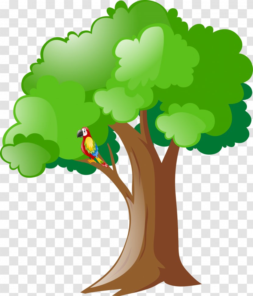 Tree Illustration - Vector Hand Painted On The Parrot Transparent PNG
