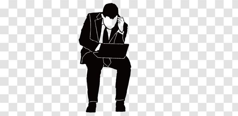 Sitting Man Computer File - Professional Transparent PNG