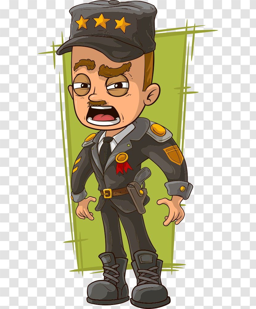 Cartoon Army General Royalty-free - Art - Wearing A Police Cap Vector Transparent PNG