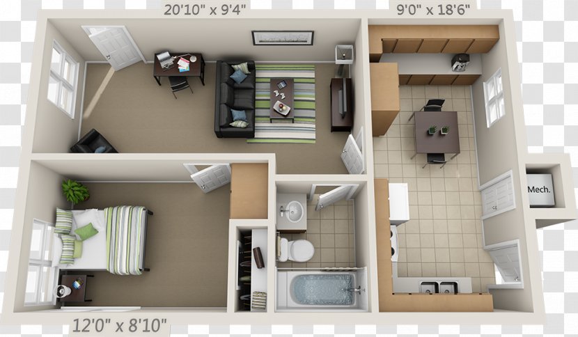 Meridia Metro Apartments House Floor Plan Studio Apartment - Property Transparent PNG