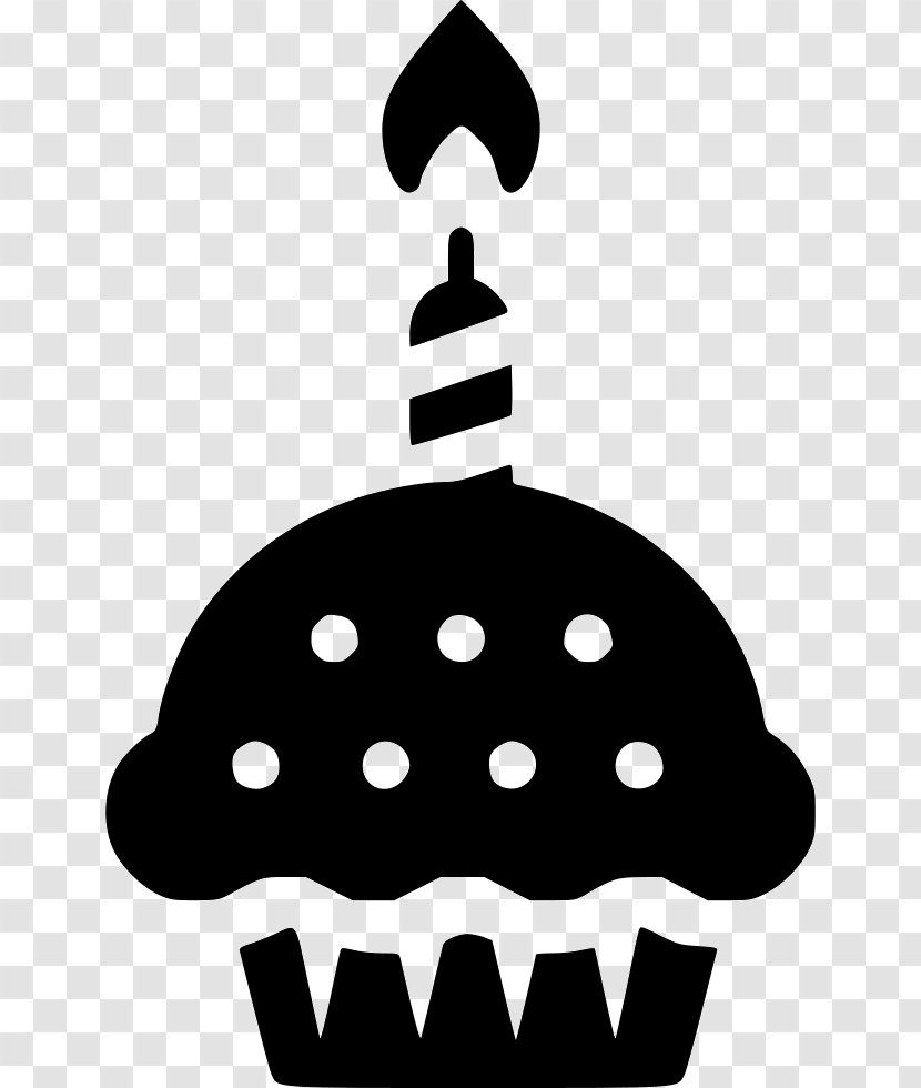 Birthday Cake Cupcake Clip Art - Black And White Transparent PNG