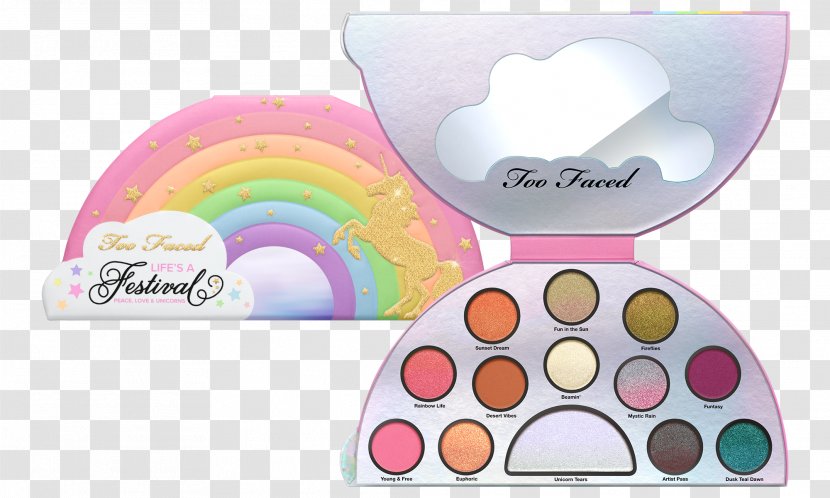 Too Faced Cosmetics, LLC Magic Crystal Lip Topper - Palette - Life's A Festival- Peanut Butter & Jelly Eye Shadow PalettePalette Unicorn Transparent PNG