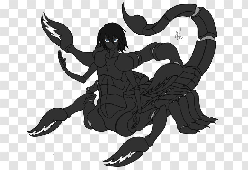 Cartoon Silhouette Black White Legendary Creature - Scorpion King Transparent PNG