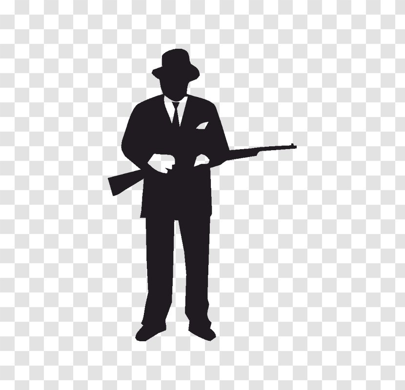 Gangster Silhouette Clip Art - Monochrome Transparent PNG