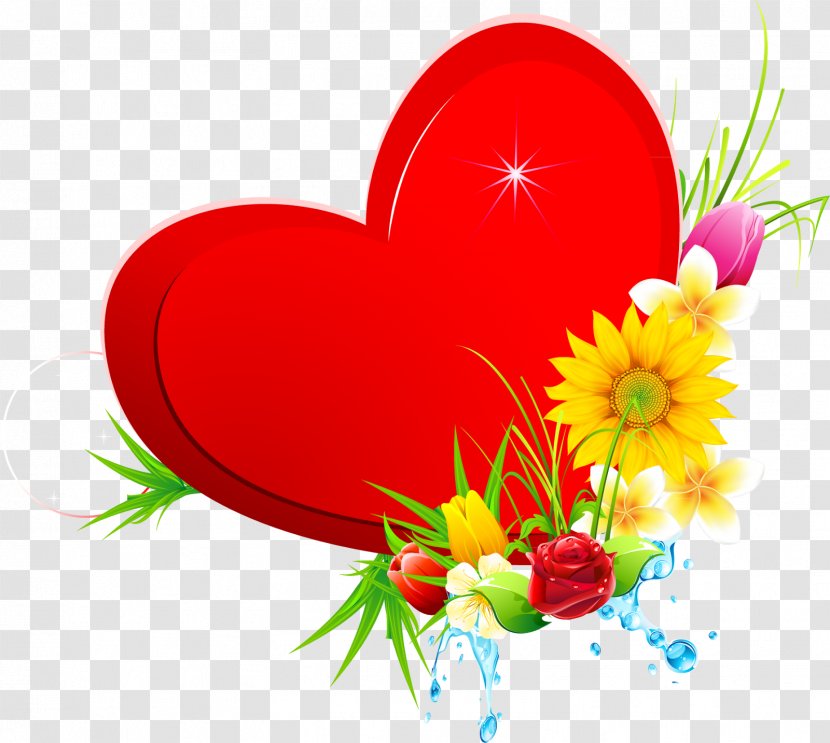 Flower Heart Color Valentine's Day - Bouquet Transparent PNG