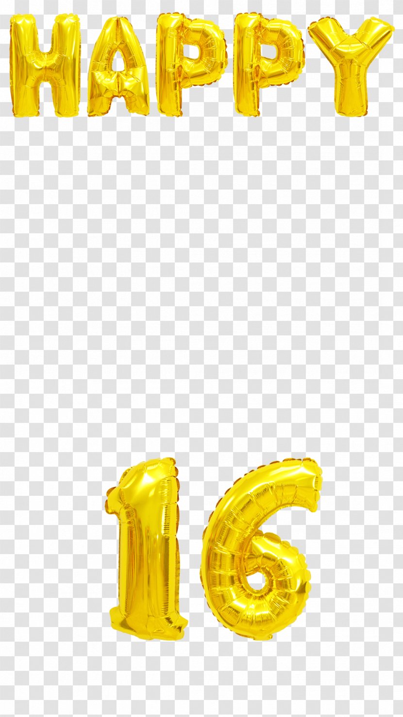 Gold Sweet Sixteen Birthday Balloon - 16 Transparent PNG