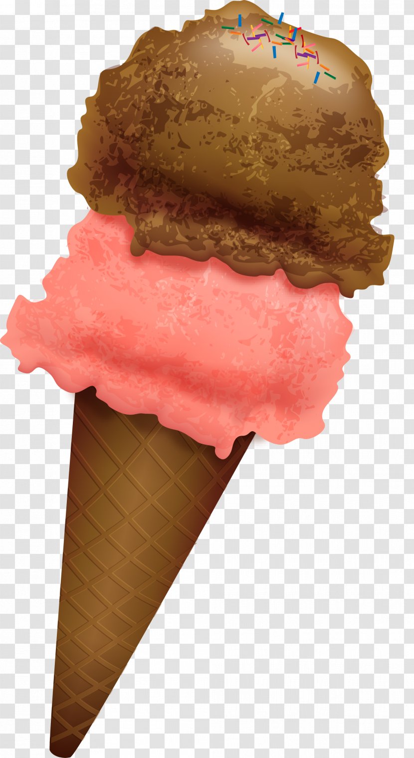 Ice Cream - Cone - Hand Painted Colorful Transparent PNG