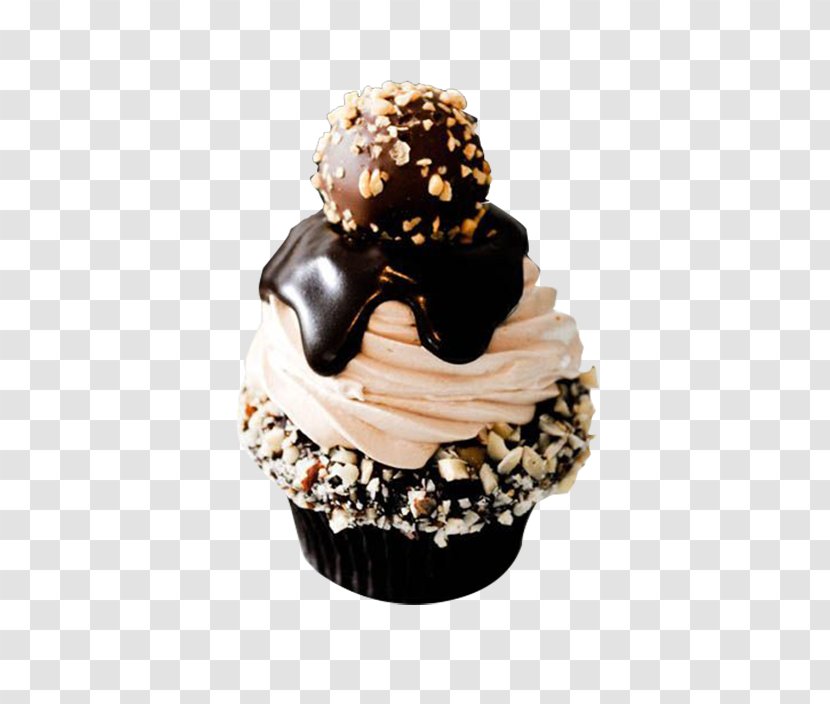 Chocolate Truffle Cupcake Ganache Brownie Icing - Cake Transparent PNG