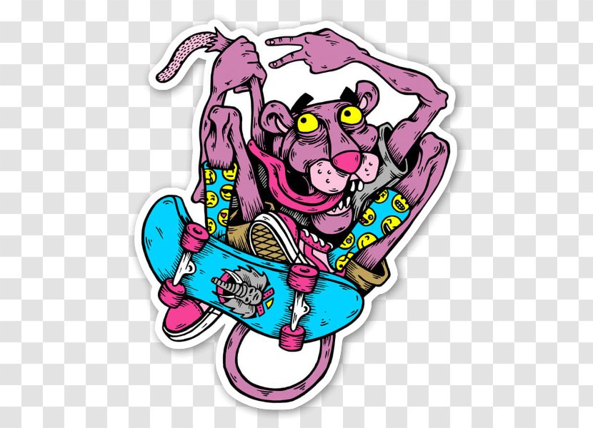 Sticker The Pink Panther Skateboarding Image - Supreme - Skateboard Transparent PNG