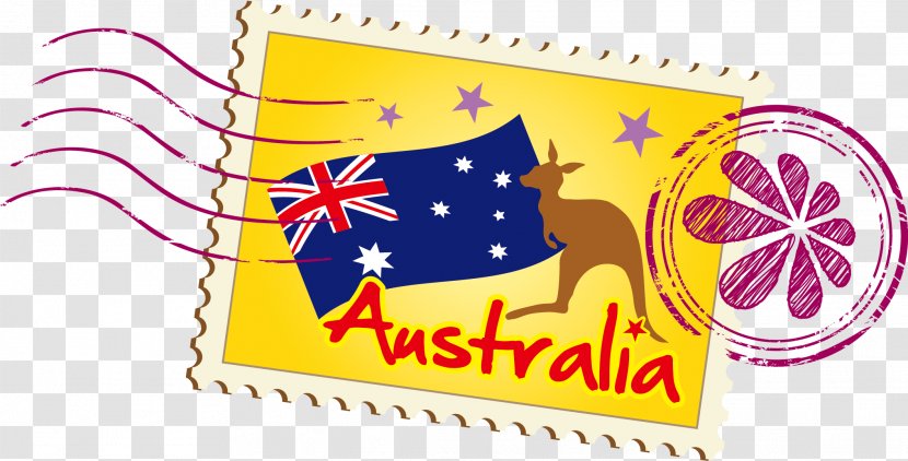 Australia Illustration - Kangaroo - Stamps Vector Transparent PNG