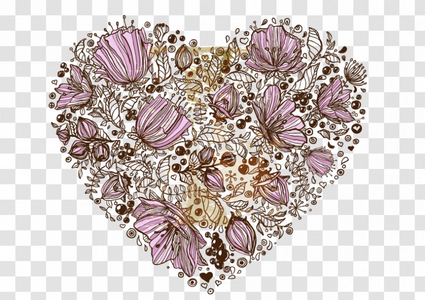 Flower Illustration - Line Art - Love Flowers Composition Transparent PNG