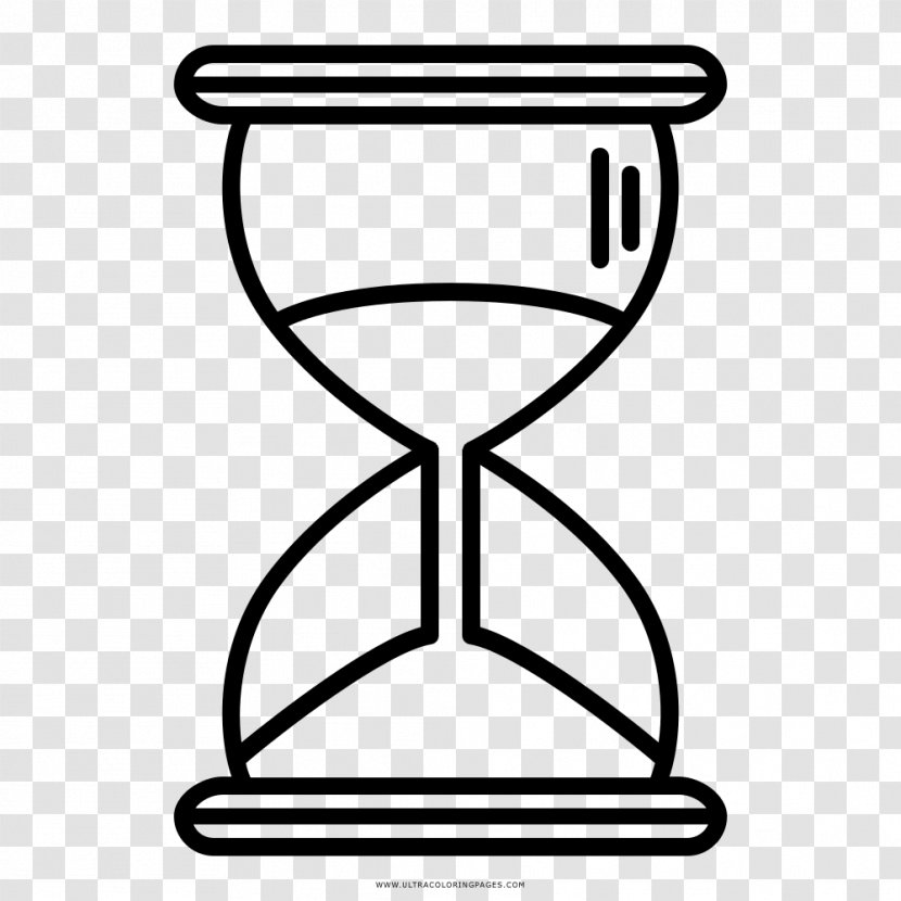 Hourglass Drawing Clock Coloring Book - Black And White Transparent PNG
