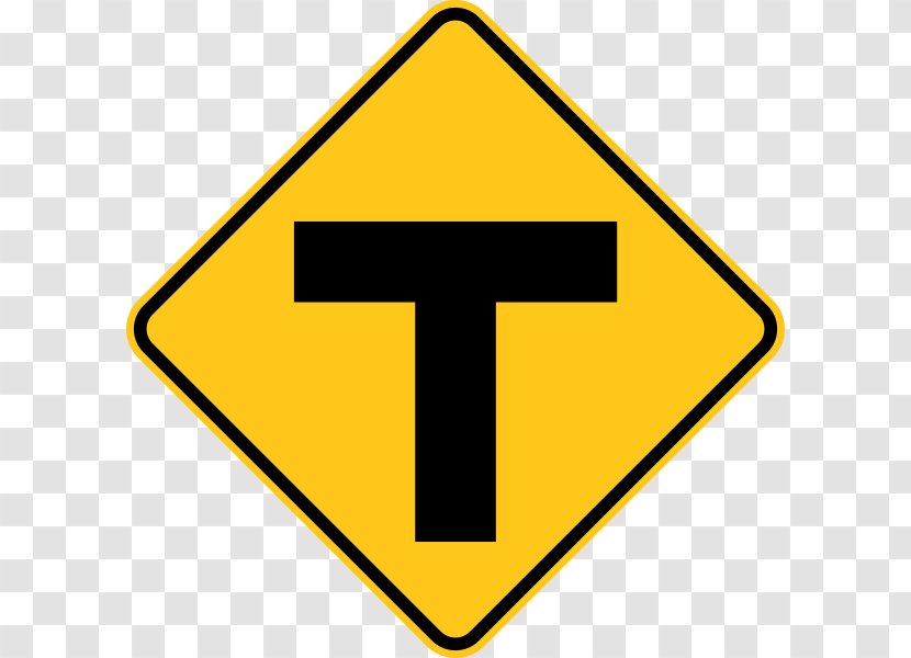 Three-way Junction Traffic Sign Road Warning Transparent PNG