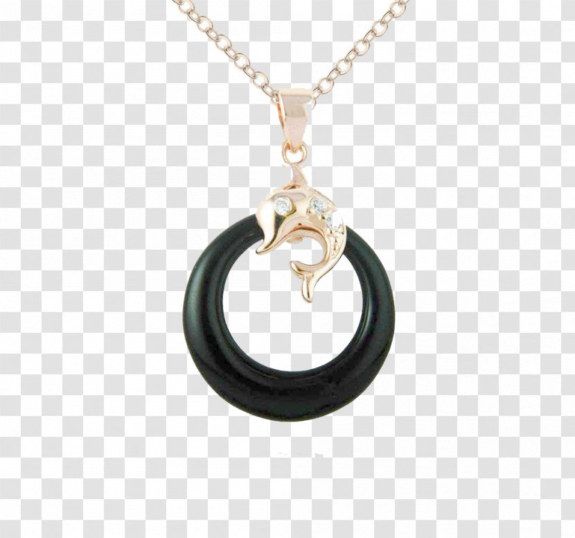 Necklace Pendant Dolphin - Silver - Black Transparent PNG