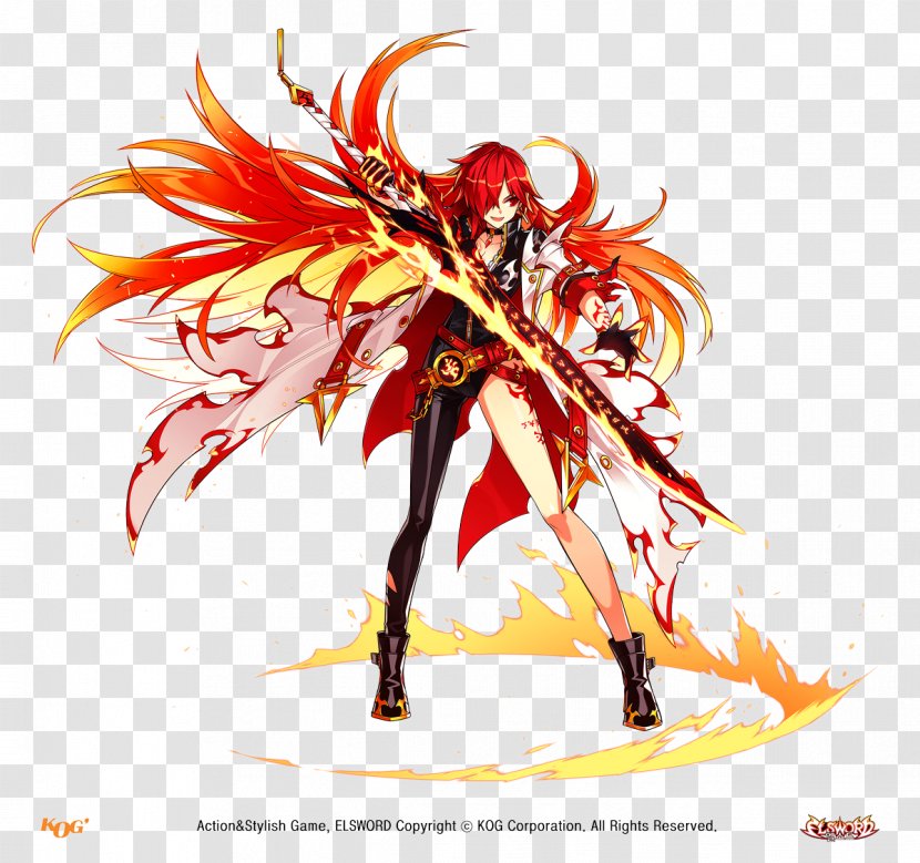 Elesis Elsword Flame Game Fire - Grand Chase Transparent PNG