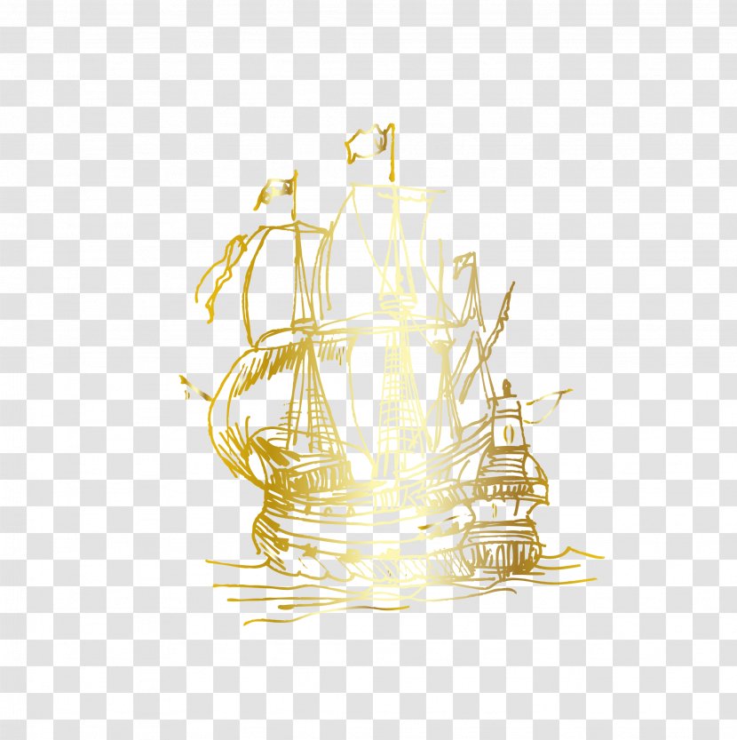 Cartoon - Yellow - Vector Hand Painted Gold Smooth Sailing Transparent PNG