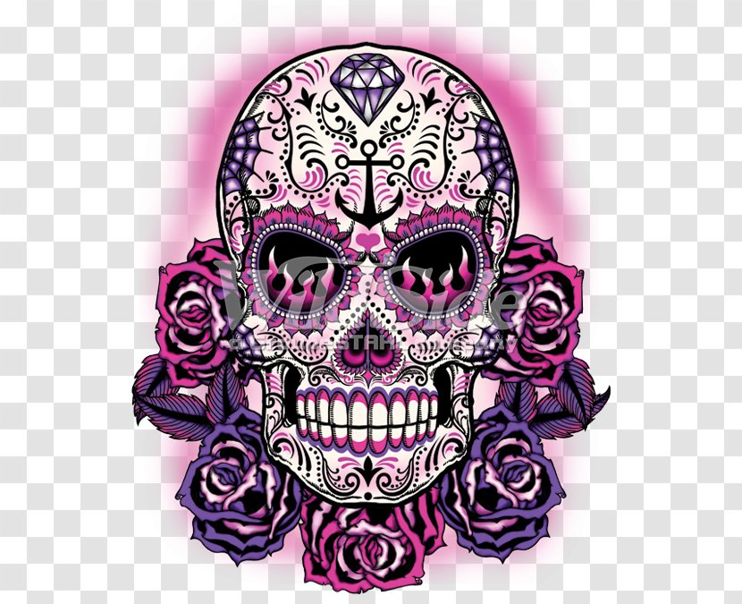 Calavera Skull T-shirt Day Of The Dead Iron-on Transparent PNG
