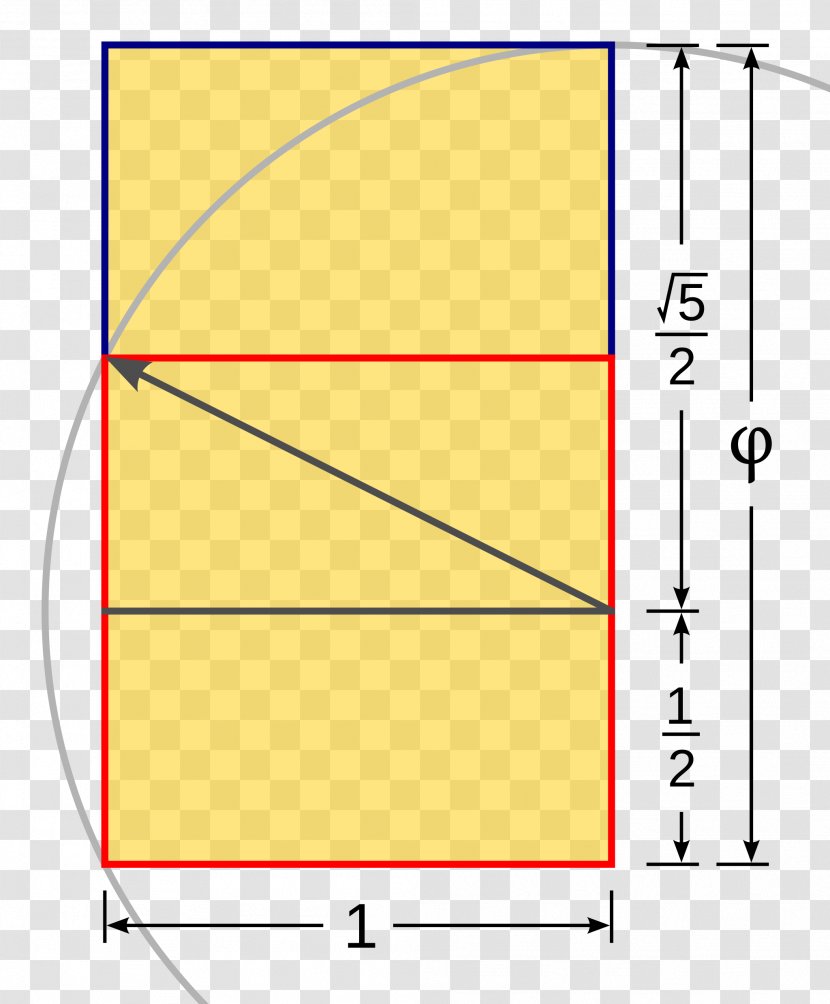 Golden Rectangle Ratio Square Root Of 5 - Yellow - Construct Transparent PNG