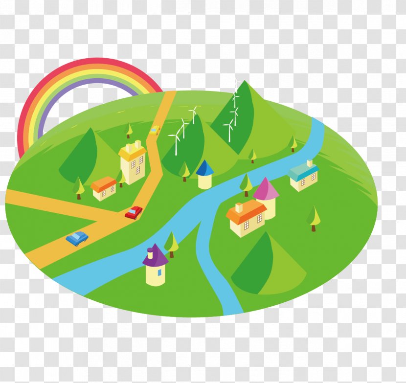 Flat Design Cdr Euclidean Vector Illustration - Grass - Rainbow House Transparent PNG