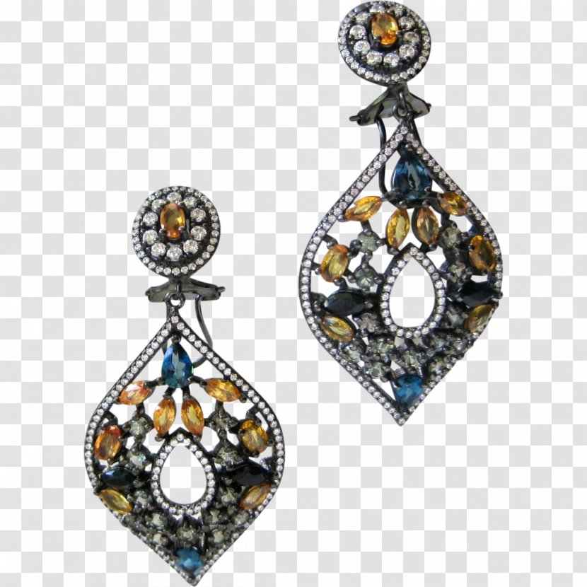 Earring Body Jewellery Silver Gemstone - Diamond Transparent PNG