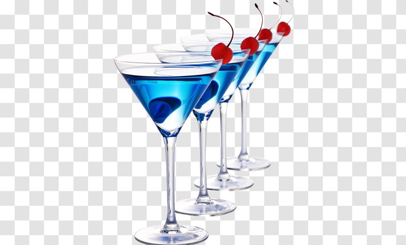 Cocktail Wine Martini Rum Blue Lagoon - Stemware Transparent PNG