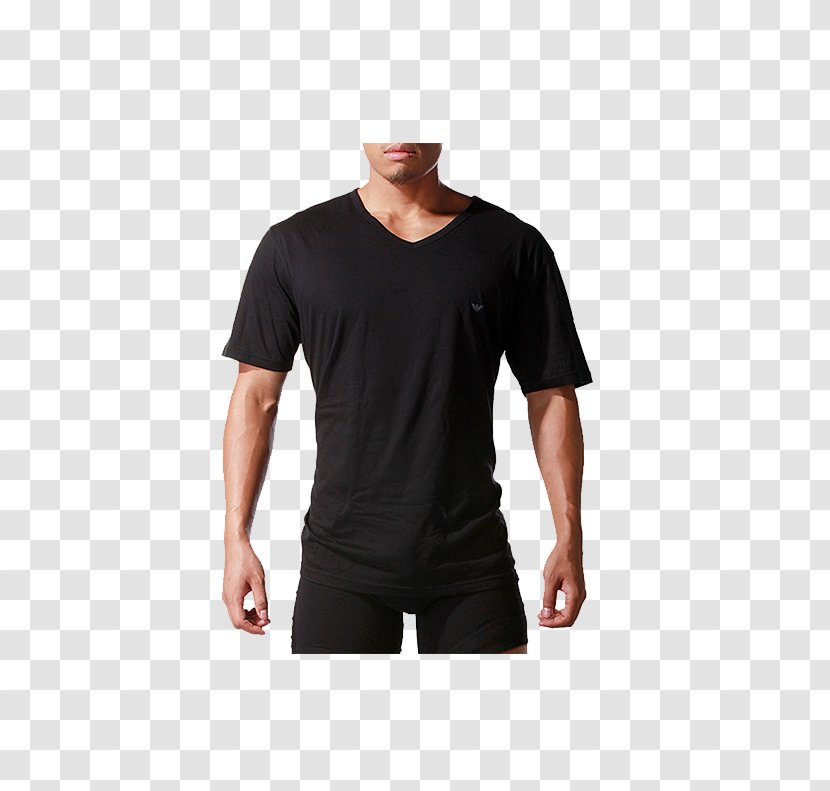 T-shirt Designer Top - Armani - Emporio Black Shirt Front Transparent PNG