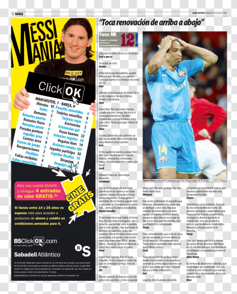Magazine Display Advertising - Mourinho Transparent PNG
