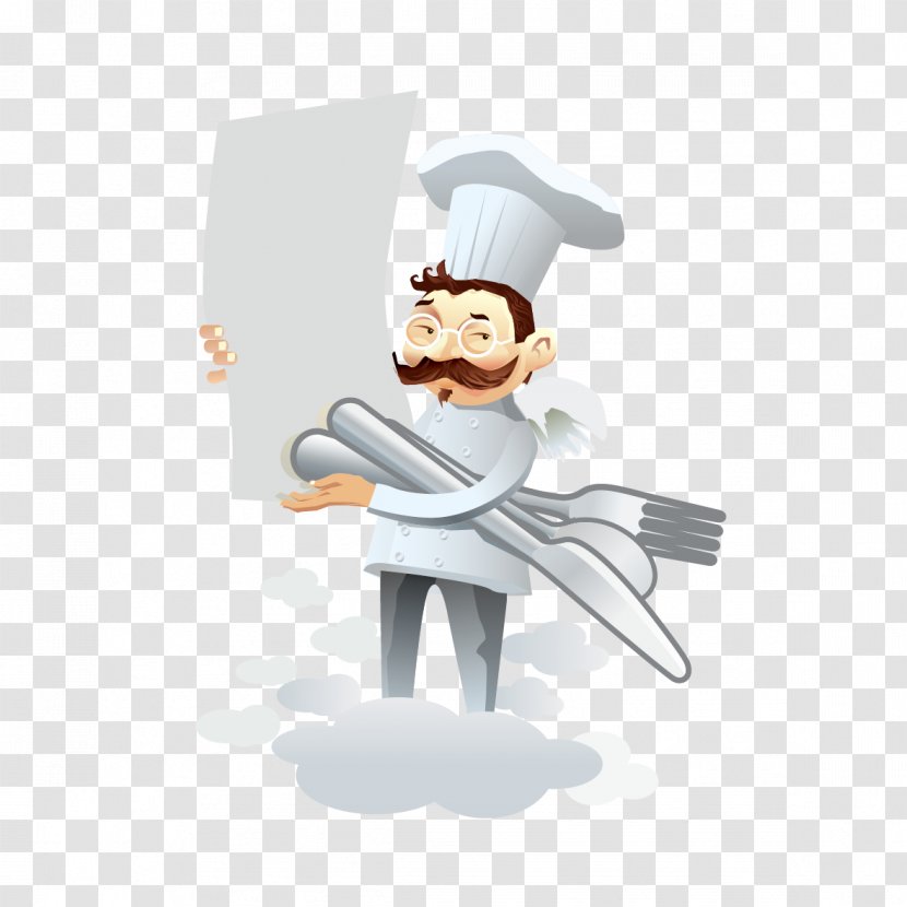 Chef Knife Cooking - Male - Hold A And Fork Transparent PNG