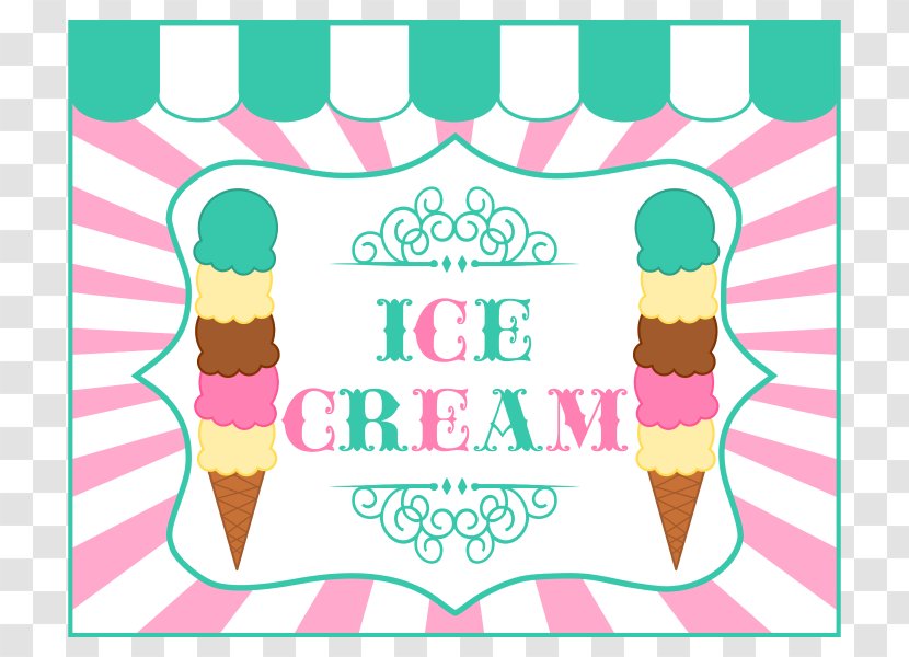 Sundae Ice Cream Cones Parlor - Personalized Banners Transparent PNG