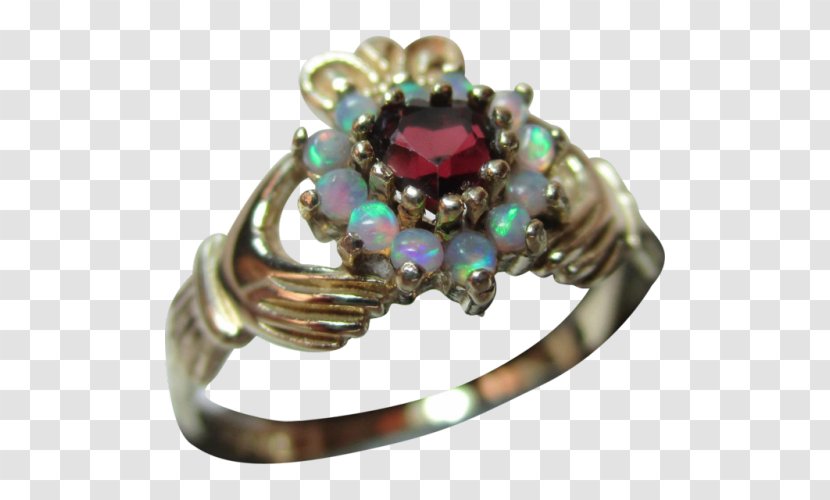 Opal Claddagh Ring Ruby - Jewelry Making Transparent PNG