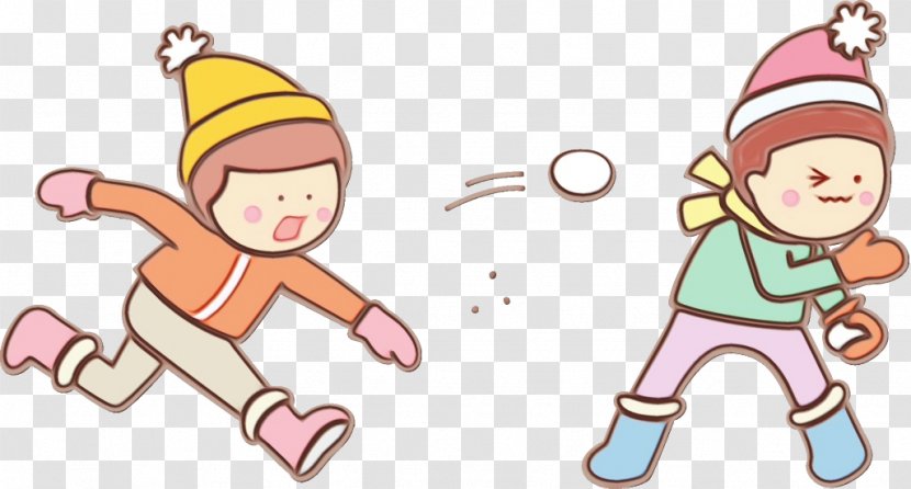 Cartoon Line Child Playing In The Snow Pleased - Paint Transparent PNG
