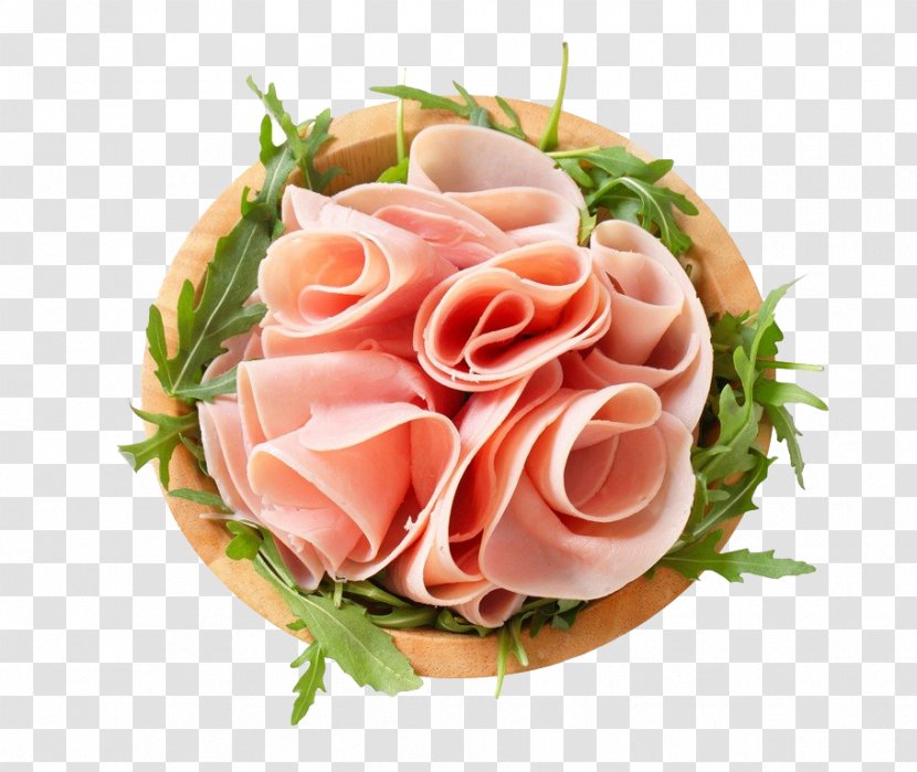 Sausage Ham Salad Delicatessen Food - Peach - Sesame Cold Plate Transparent PNG