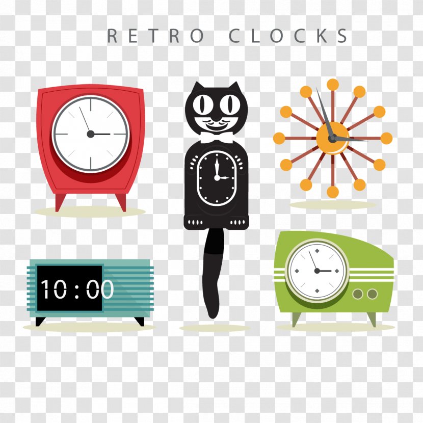 Alarm Clock Euclidean Vector Digital Retro Style - Home Accessories - Art Transparent PNG