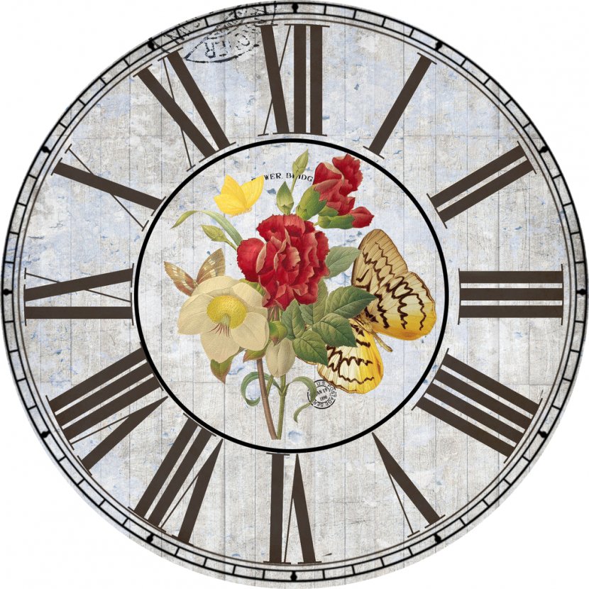 Flower Floral Clock Face Transparent PNG
