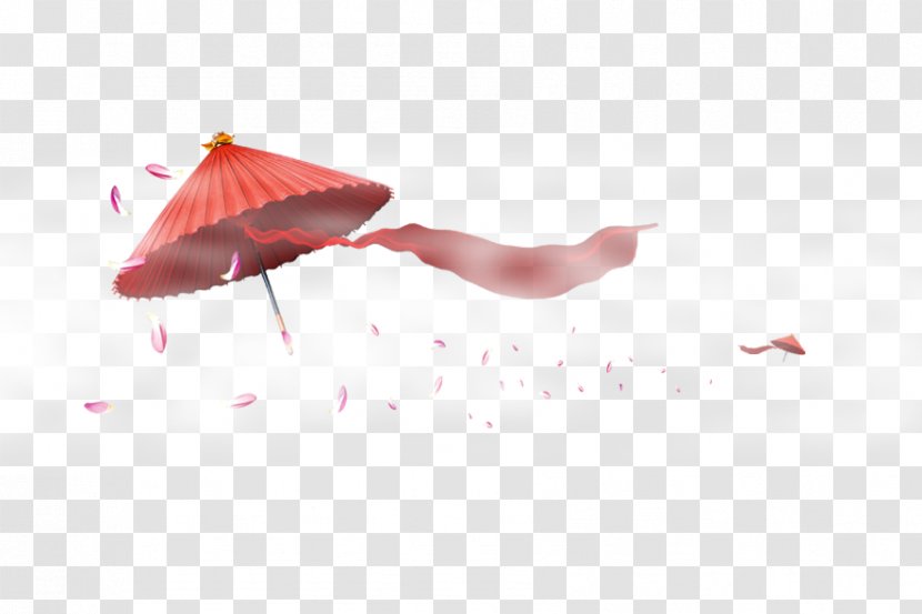 Paper Umbrella - Painting - Flying Red Transparent PNG