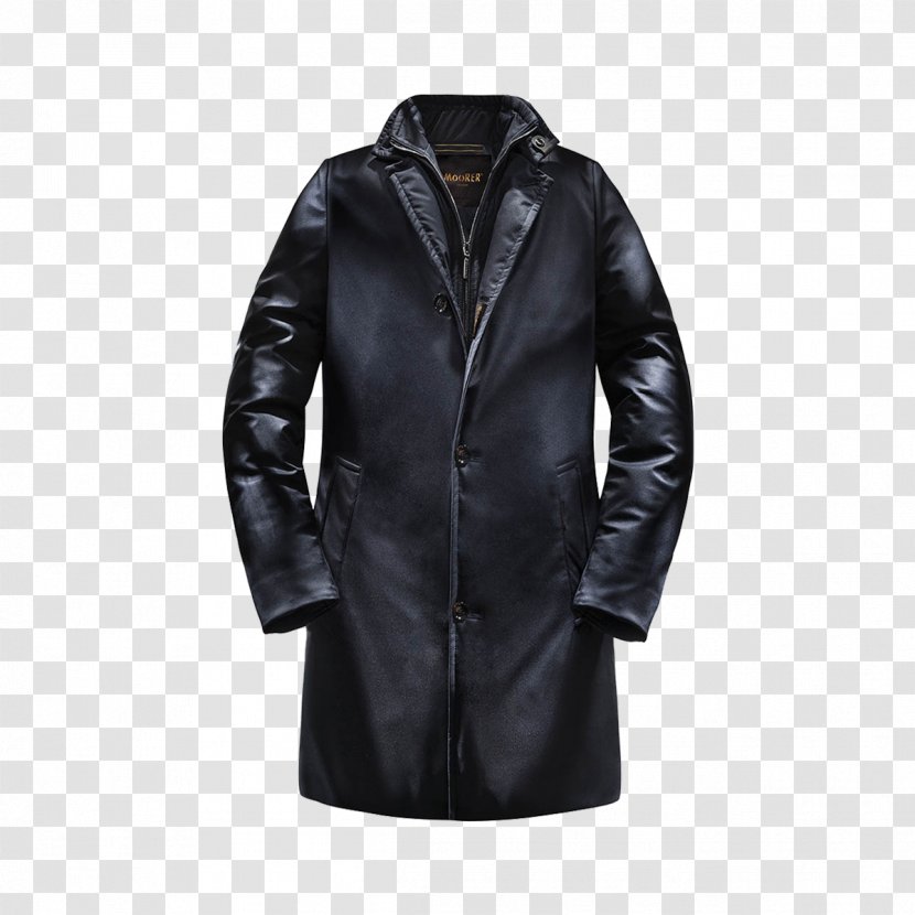 Leather Jacket Overcoat Clothing Down Feather - Hood Transparent PNG