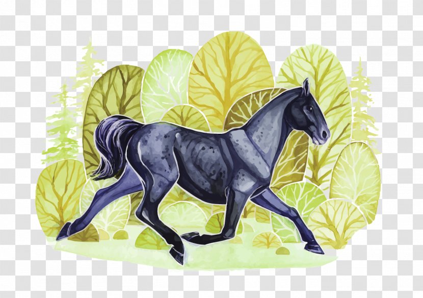 Mustang Watercolor Painting Illustration - Deviantart - Vector Watercolour Horse Transparent PNG