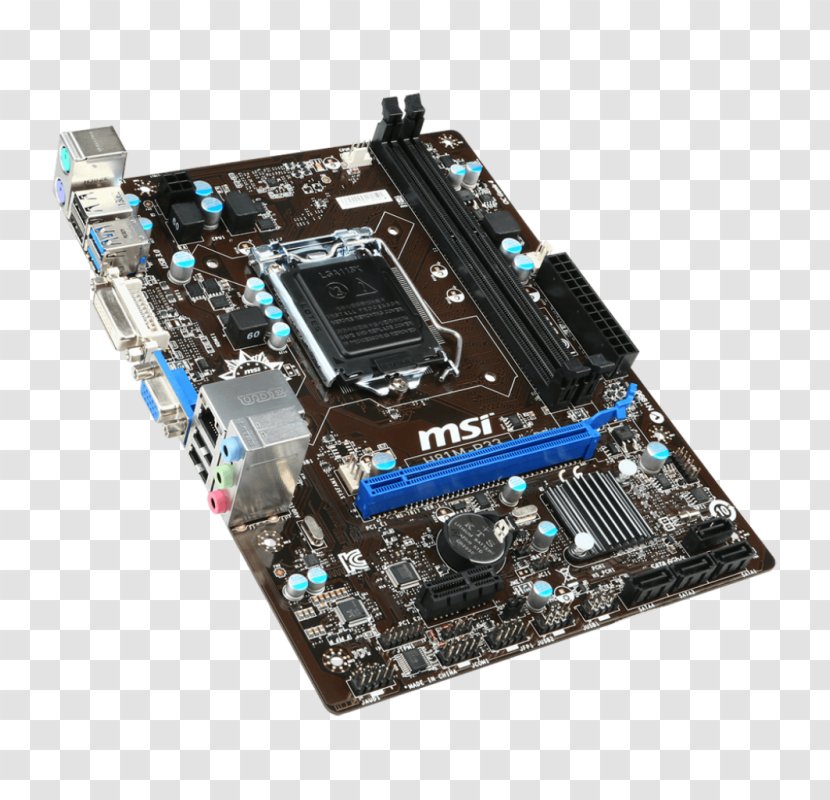 Intel LGA 1150 MicroATX Motherboard MSI H81M-P33 - Electronics Accessory Transparent PNG