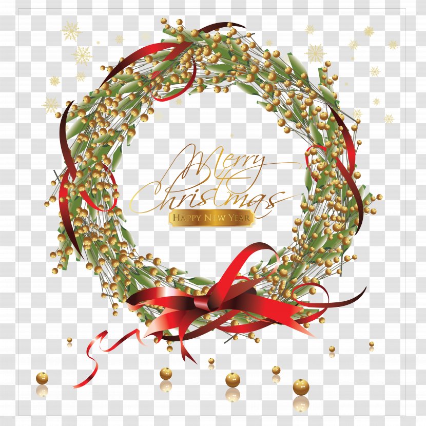 Christmas Wreath Garland Euclidean Vector - Holly Transparent PNG