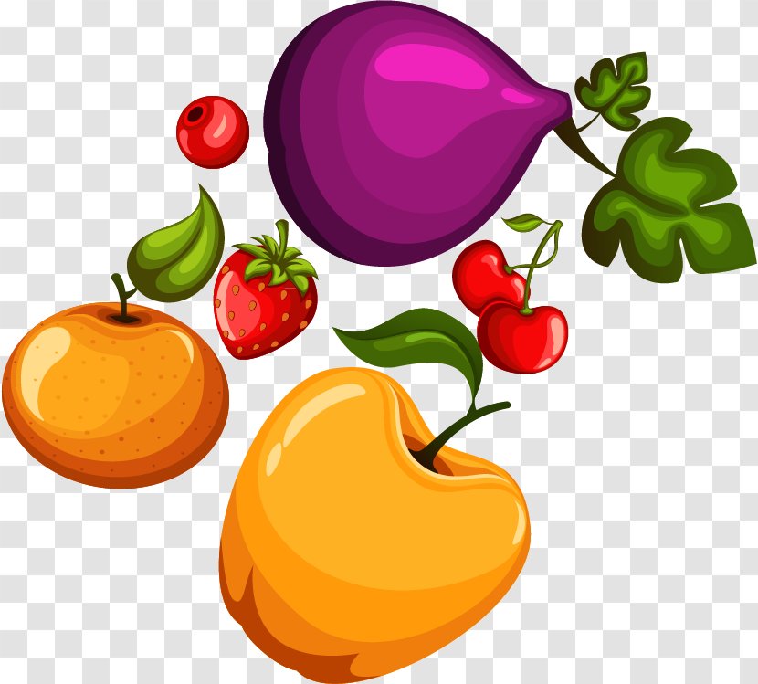 Vegetarian Cuisine Clip Art - Cherry - Apple Strawberry Pear Vector Material Transparent PNG