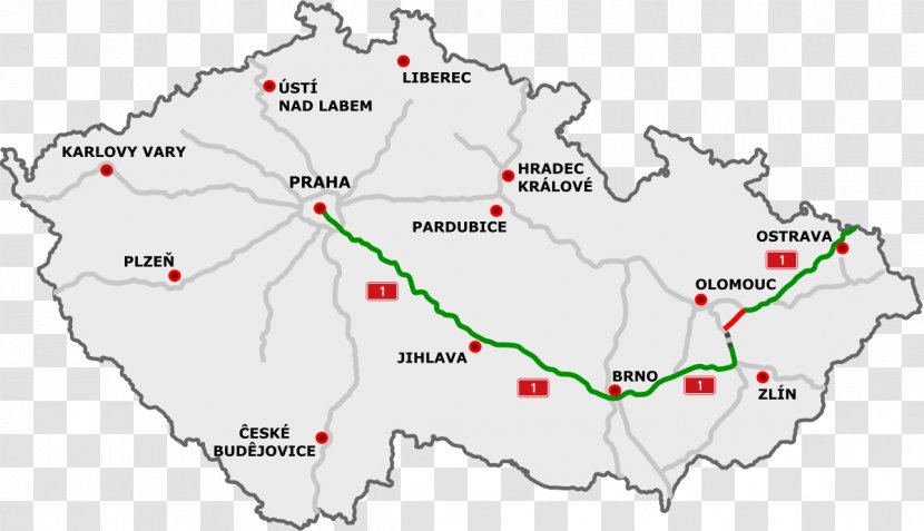 D1 Motorway D55 Highways In The Czech Republic D56 D6 - Land Lot - Road Transparent PNG